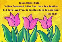 3 tulips & scripture, art by Angela Young